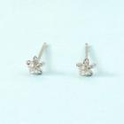 Rhinestone Floral Stud Earring 1 Pair - 231 - Silver - One Size