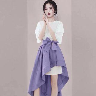Set: Short-sleeve Shirt + Asymmetrical Skirt