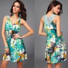 Butterfly Print Sleeveless Dress