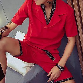 Set: Mock Two-piece Short-sleeve Shirt