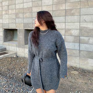Belted Mini Sweater Dress