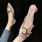 Disc Pointy-toe Chunky-heel Mules