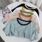 Color Block Collar Short-sleeve T-shirt