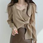 Square Neck Tie-strap Cropped Blouse