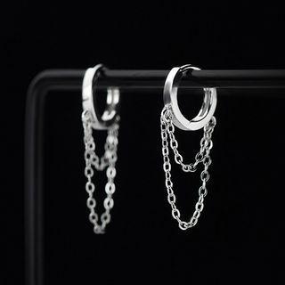 Sterling Silver Chain Accent Earring