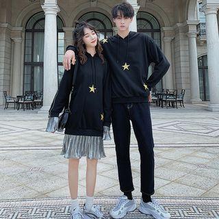 Couple Matching Star Embroidery Hoodie / Dress