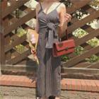 Striped Tie-waist Wide-leg Jumpsuit