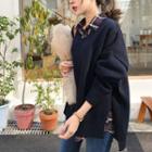 Slit-side Loose-fit Sweater In Navy Blue Navy Blue - One Size