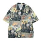 Elbow-sleeve Printed Shirt Green - One Size