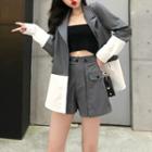 Color Block Blazer / High Waist Shorts