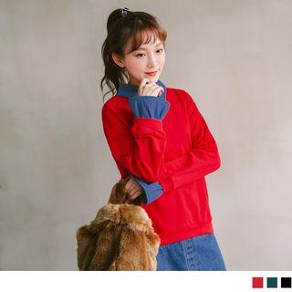 Denim Panel Top