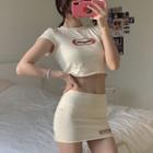 Short-sleeve Cropped T-shirt / Mini Skirt