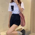 Set: Short Sleeve Printed T-shirt + A-line Shorts