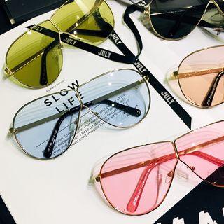 One-piece Oversized Metal Frame Sunglasses