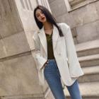 Single-button Pintuck-back Longline Blazer