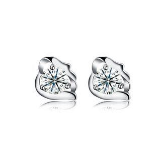 925 Sterling Silver Simple Elegant Exquisite Mini Flower Earrings And Ear Studs With Cubic Zircon Silver - One Size