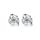 925 Sterling Silver Simple Elegant Exquisite Mini Flower Earrings And Ear Studs With Cubic Zircon Silver - One Size