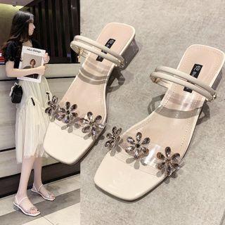 Embellished Low-heel Sandals