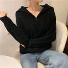 Mock Neck Half Zip Sweater / Wide-leg Jeans