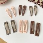 Set Of 6: Cut-out Hair Clip 01 - Set Of 6 - Black & Coffee & Almond - One Size