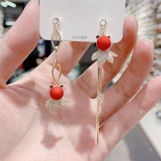 Asymmetrical Rhinestone Fish Drop Earring