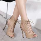 Peep Toe Lace-up High Heel Sandals