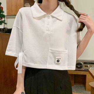 Short-sleeve Collar Cropped T-shirt