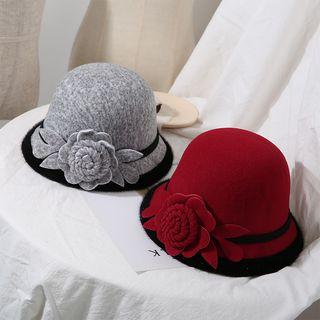 Big Flower Woolen Basin Hat