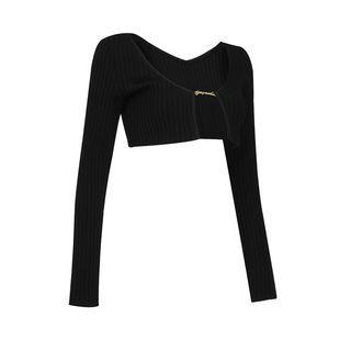Long-sleeve Off-shoulder Cut-out Crop Top
