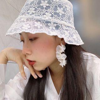 Flower Mesh Bucket Hat As Shown In Figure - One Size