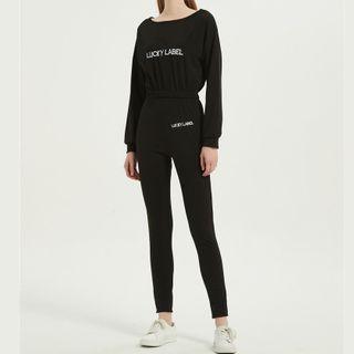 Set: Lettering Long-sleeve T-shirt + Leggings
