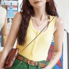 Henley Tank Top Yellow - One Size
