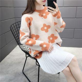 Long-sleeve Floral Sweater