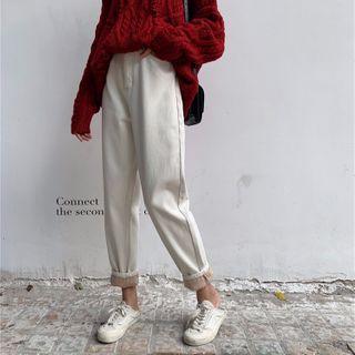 High-waist Fleece-lined Slim-fit Jeans