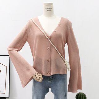 Bell-sleeved Light Knit Cardigan