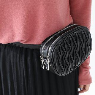 Textured Zip-detail Belt Bag