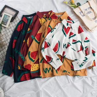 Long-sleeve Watermelon Print Shirt