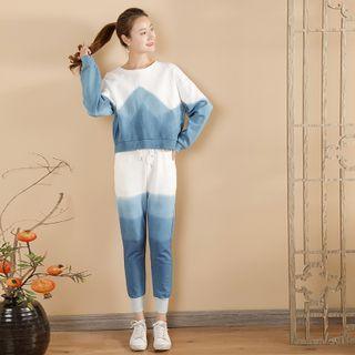 Indigo Dyed Sweatshirt Blue & White - One Size