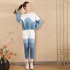 Indigo Dyed Sweatshirt Blue & White - One Size