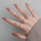 Set Of 5: Alloy Ring (assorted Designs) Nj178 - Set Of 5 - Gold - One Size