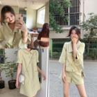 Short-sleeve A-line Tweed Dress / 3/4-sleeve Jacket / High-waist Shorts