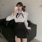 Shirt / Double Breasted Sleeveless Top / Skirt