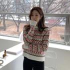 Round-neck Floral Patterned Sweater