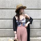 Pattern Camisole Top / Cropped Wide-leg Pants / Plain Light Jacket