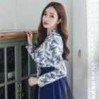 Modern Hanbok Skirt In Navy Blue Navy Blue - One Size