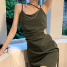 Spaghetti Strap Cutout Mini Bodycon Dress / Shirt Jacket