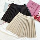 Accordion Pleat Faux Leather Skirt