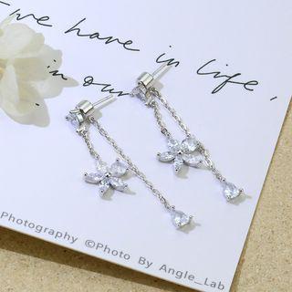 Rhinestone Flower Drop Earring 1 Pair - Tassel - One Size