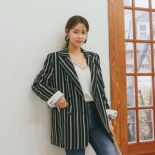 Peaked-lapel Double-breasted Stripe Blazer