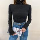 Fitted Smocked Turtleneck Top